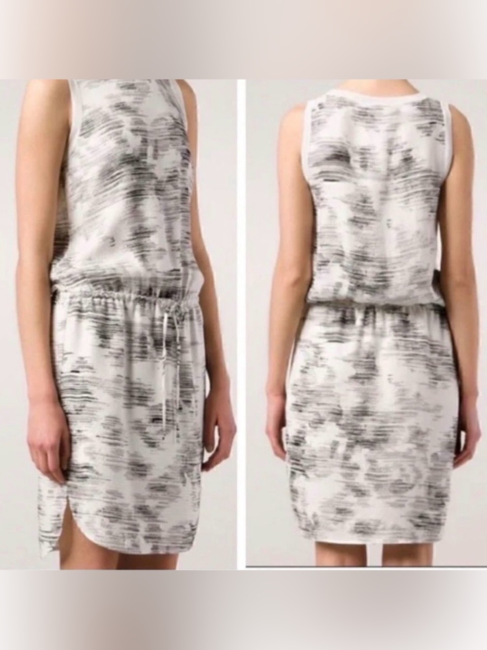Vince Marble Print Drop Waist Dress